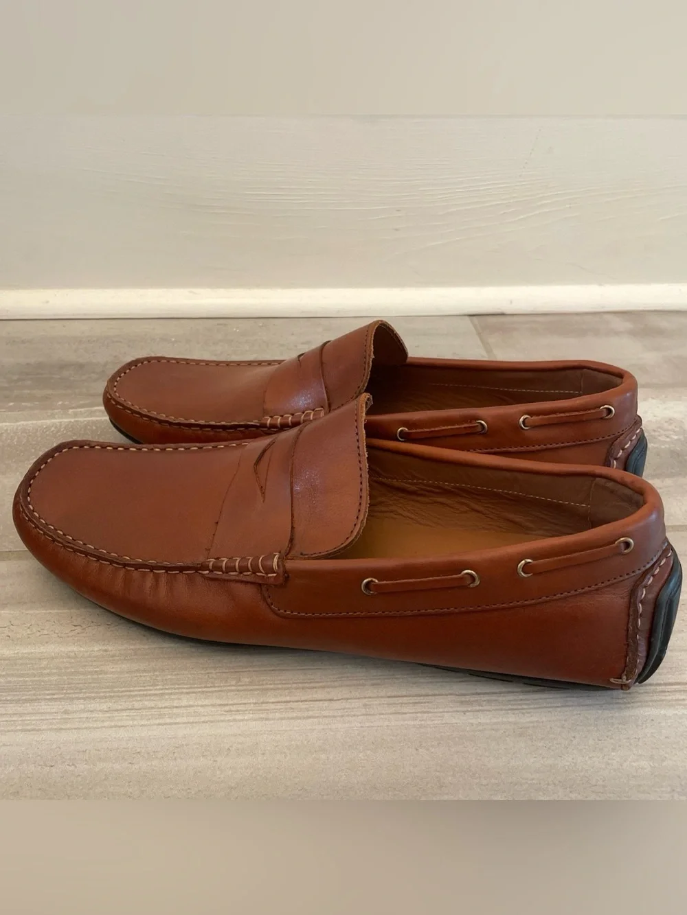 Frank Daniel Italy Tan Leather Penny Driving Loafers Men’s 46/US 13 Preppy